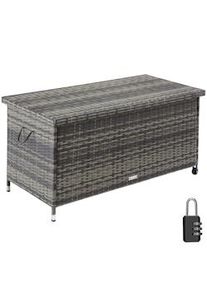 TecTake Baúl de almacenamiento Kiruna con trenzado de ratán sintético, 120x55x61,5 cm, 270l - gris - 404595