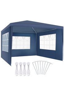 TecTake GmbH tectake Pabellón 3x3 m BARINAS con 3 laterales y resistente al agua - azul - 405965