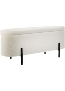 TecTake Banco LANJA, acolchado, con tejido bouclé y espacio de almacenamiento - Bouclé blanco/crema - 405233