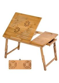 TecTake Mesa para portátil Kerstin 55x35x26 cm ajustable y con puerto USB - marrón - 401655