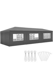 TecTake GmbH tectake Pabellón 9x3 m MIRAMAS con 8 paneles laterales y resistente al agua - gris - 405970