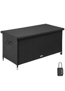 TecTake Baúl de almacenamiento Kiruna con trenzado de ratán sintético, 120x55x61,5 cm, 270l - negro - 404594