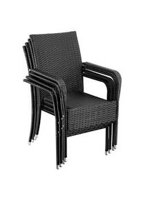 TecTake Sillas de jardín de ratán GIRONA, apilable, capacidad de carga 120 kg negro - 406063