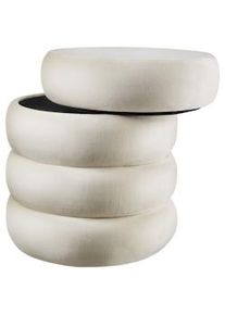 TecTake Taburete ALTU, acolchado, con almacenamiento - Terciopelo blanco/crema - 405357