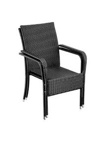 TecTake Sillas de jardín de ratán GIRONA, apilable, capacidad de carga 120 kg negro - 405838