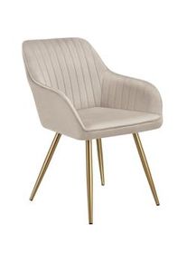 TecTake GmbH tectake Silla de comedor MARILYN, aspecto aterciopelado, acolchado - gris topo/dorado, Por unidad - 405719