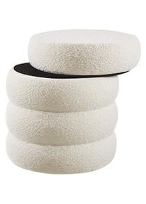 TecTake Taburete ALTU, acolchado, con almacenamiento - Bouclé blanco/crema - 405227