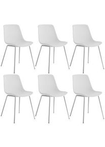 TecTake Sillas de comedor de plástico Mave, ergonómicas, cargan hasta 120 kg - blanco/cromo, Juego de 6 - 405445
