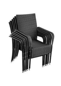 TecTake Sillas de jardín de ratán GIRONA, apilable, capacidad de carga 120 kg negro - 405846