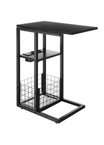 TecTake Mesa auxiliar para portátil RHEA, en forma de C con estación de carga - negro - 405308