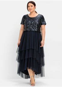 sheego Damen Abendkleid mit Paillettenoberteil in nachtblau ,Gr&ouml;&szlig;e 48, Witt, 100% Polyester