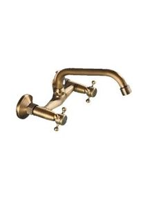 KLARWERK JULIAN | rubinetto miscelatore retrò da parete in ottone spazzolato | rubinetto vintage da cucina in acciaio inox - gastronomia ruotabile a