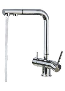 KLARWERK Felix | Rubinetto estraibile 3 vie acciaio inossidabile spazzolato premium |cucina osmosi cromo argento |Miscelatore 360 gradi |Filtra 3