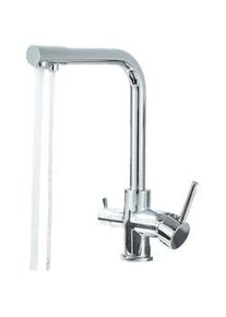 KLARWERK Felice | Raccordo acqua potabile premium a 3 vie cromato lucido Rubinetto miscelatore cucina ad osmosi in acciaio inossidabile | Filtra 3