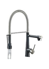 KLARWERK Bjorn | Rubinetto cucina Gastronomy nero opace Due docce | Rubinetto cucina professionale acciaio inossidabile | Ristorante doppio lavello