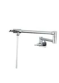 KLARWERK NILS | Rubinetto per acqua fredda a parete monoforo cromato | cucina professionale in acciaio inox | Parete pieghevole con rubinetto