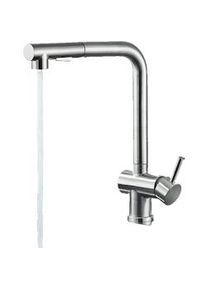 KLARWERK FELICE| Rubinetto da cucina estraibile Premium in acciaio inox argento spazzolato |Miscelatore canna dritta|gastronomia alta pressione 360° 2
