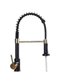 KLARWERK Bernd | Rubinetto Flessibile Catering Black Gold |da cucina in acciaio inossidabile|miscelatore può essere ruotato 360 gradi Alta pressione 2