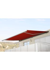 Elektrische Kassettenmarkise T123, Markise Vollkassette 4,5x3m ~ Polyester bordeaux-rot