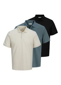 Jack & Jones JACK & JONES Poloshirt 'JJEAUSTIN' Herren cyanblau / schwarz / weiß Größe XS
