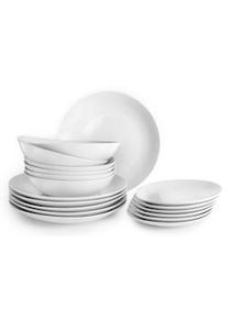 IBILI set 18 piezas vajilla porcelana BOLONIA BLANCO apta para horno y lavavaijllas