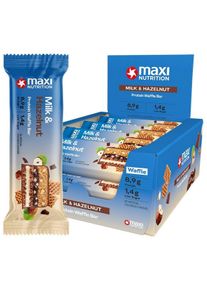 MaxiNutrition Protein Waffle Bar, 12 x 40 g Riegel, Milk & Hazelnut