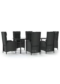 HELLOSHOP26 - Set da pranzo mobili da giardino e cuscini 7 pezzi nero resina intrecciata 02_0014462