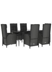 HELLOSHOP26 - Set da pranzo mobili da giardino e cuscini 7 pezzi nero resina intrecciata 02_0014461