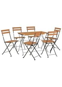 HELLOSHOP26 - Set bistrot da giardino per esterni terrazza pieghevole 7 pezzi in legno massello di acacia e acciaio 02_0013549