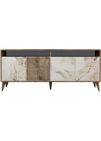 Krosi Decor Aparador Milan 180 mármol blanco nogal 180x35x78.6 cm