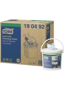Tork Paños de limpieza con poca pelusa W10 1 capa 16,5x30cm turquesa Cubo dispensador con 200 paños