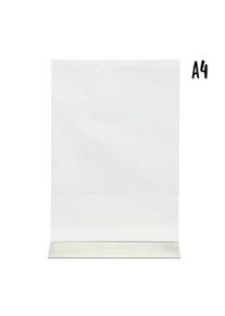 Securit Expositor de mesa acrílico doble cara removible con base de acero inoxidable-A4