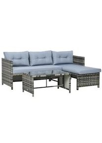 Giordanoshop Set da Giardino Divano Angolare Chaise Longue e Tavolino in Rattan PE Grigio