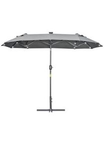 Giordanoshop Ombrellone Doppio da Giardino 295x150x219 cm in Acciaio e Poliestere Grigio