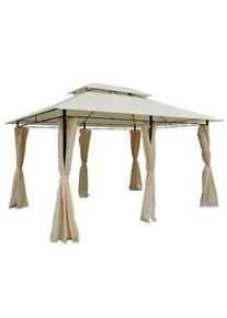 Giordanoshop Gazebo da Giardino 3x4m con Tende in Acciaio e Poliestere Bianco e Crema