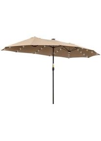 Giordanoshop Ombrellone Doppio con Luci LED Ø4,5m in Poliestere e Acciaio Cachi