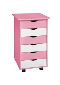 TecTake Cassettiera a rotelle in legno 65 x 36 x 40 cm - rosa - 400924