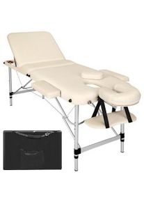 TecTake Lettino da massaggio a 3 zone con imbottitura spessa 5cm e telaio in alluminio - beige - 401047