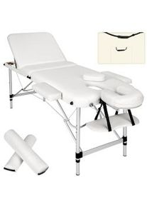 TecTake Lettino da massaggio a 3 zone con 5 cm di imbottitura, rulli, e telaio in alluminio - bianco - 404635
