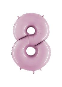 Ballon aluminium numéro 8 rose 102cm
