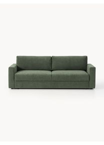 Velvet Sofa Bed Tasha (3-seater) with Storage Space Green Velvet B 235 x D 100 cm | Westwing Collection