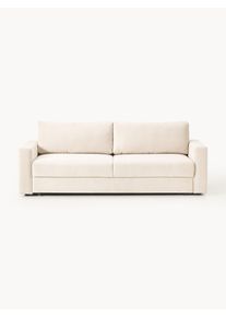 Velvet Sofa Bed Tasha (3-seater) with Storage Space Beige Velvet B 235 x D 100 cm | Westwing Collection