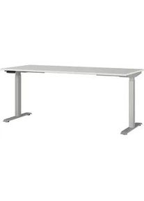 Novel Schreibtisch , Silberfarben, Hellgrau , Holzwerkstoff , rechteckig , eckig, Kufe , 80x72-118x180 cm , Made in Germany , höhenverstellbar , Büromöbel, Büromöbel-Sets & Büromöbel-Serien, Büromöbelserien