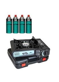 Estufa de gas 2200W + 4 cartuchos de gas butano - Viajes por carretera Estuche Piezo Etna INTEC