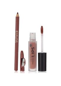 Eveline, Lippenstift + Lipgloss, Evelina Oh! My Lips Lip Makeup Set (Lipstick + Lip Pencil) Nr. 02 Milky Chocolate (02 Milky Chocolate)