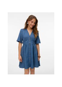 Véro Moda Vero Moda , Minikleid »VMMELANEY 2/4 SHORT DRESS WVN NOOS«, Sommerkleid , Dark Denim Detail:Melange , N-Gr , XL -N-Gr , XL , Kurzes Kleid von Vero...