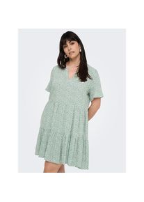 Only CARMAKOMA , Minikleid »CARZALLY LIFE S/S THEA TUNIC DRESS NOOS«, Sommerkleid , Chinois Green AOP:White leafs , N-Gr , 46 -N-Gr , 46 , Kurzes...