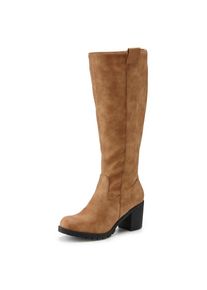 Lascana , Weitschaftstiefel, Stiefel, Stiefelette, langer Stiefel, Blockabsatz, Cowboy Stil VEGAN , camelfarben , 37 , 37 , Mit angenehmen...