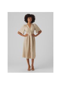V&eacute;ro Moda Vero Moda, Damen, Midikleid &raquo;VMMELANEY 2/4 BLK DRESS WVN NOOS&laquo; Sommerkleid, Overcast Detail:MELANGE, N-Gr, S -N-Gr, Overcast Detail:MELANGE, Feminines