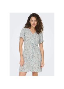 Only , Minikleid »ONLEVIDA S/S SHORT DRESS WVN NOOS«, Sommerkleid , Gray Mist AOP:FLOWER , N-Gr , XL -N-Gr , XL , Ideal für Casual-Looks: lockere...